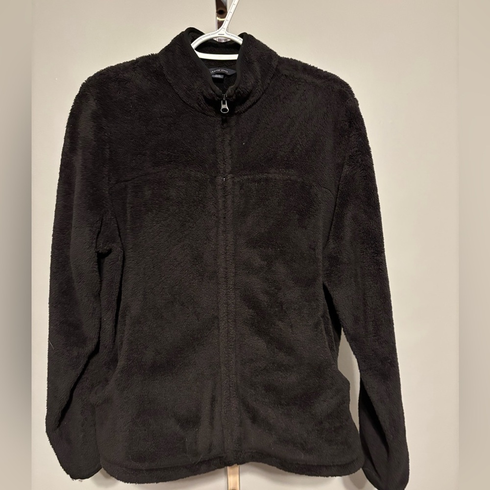 Lands’ End Full Zip Fleece Jacket Black Women’s Size L‎ (14/16) Cozy Layer